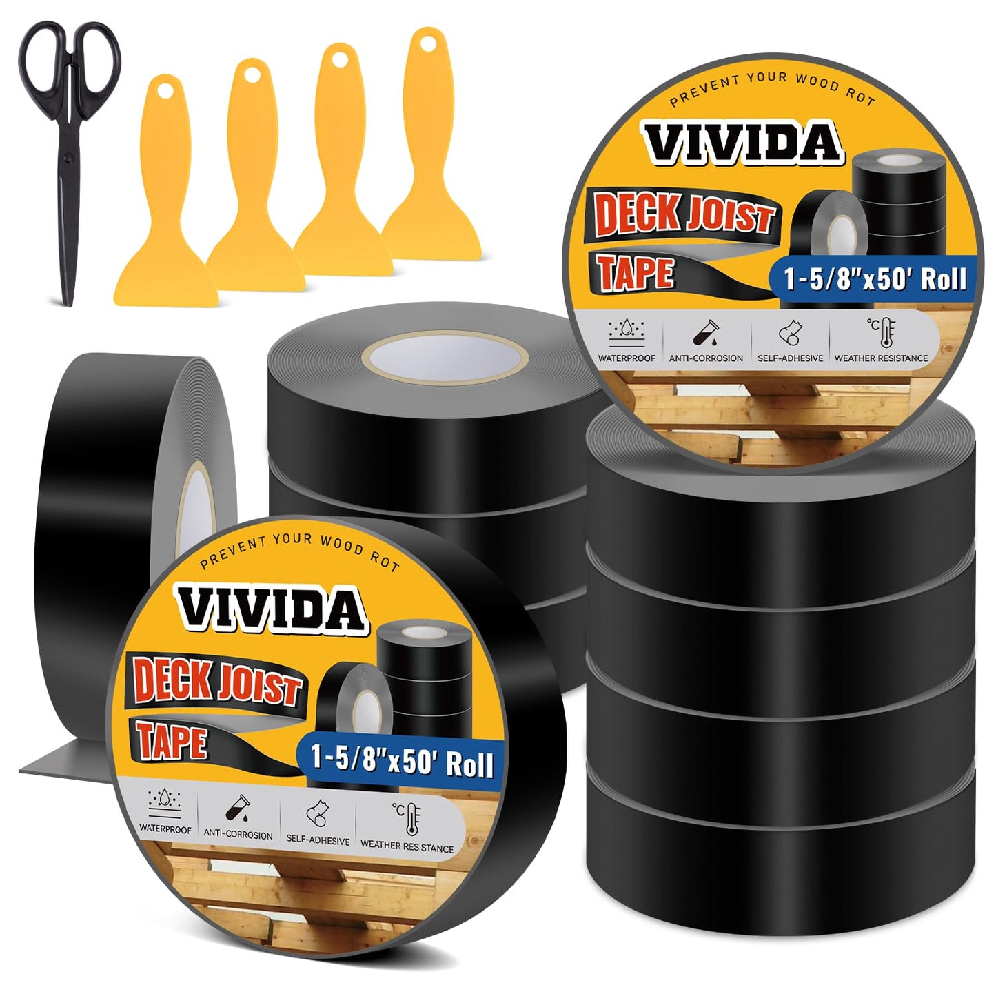 VIVIDA Butyl Joist Tape for Decking 1-5/8in 50ft Waterproof Sealant