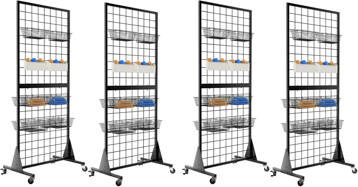 4-Pack Gridwall Panel Display Stand for Retail & Craft Fairs