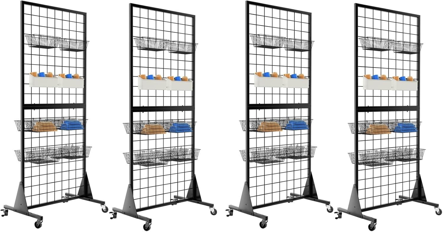 4-Pack Gridwall Panel Display Stand for Retail & Craft Fairs