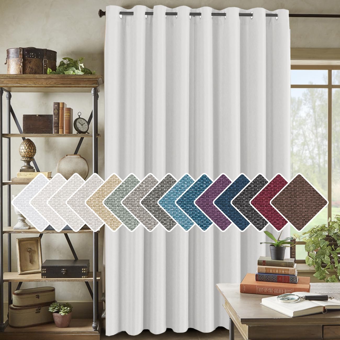 H.VERSAILTEX Room Darkening Linen Curtain for Sliding Door
