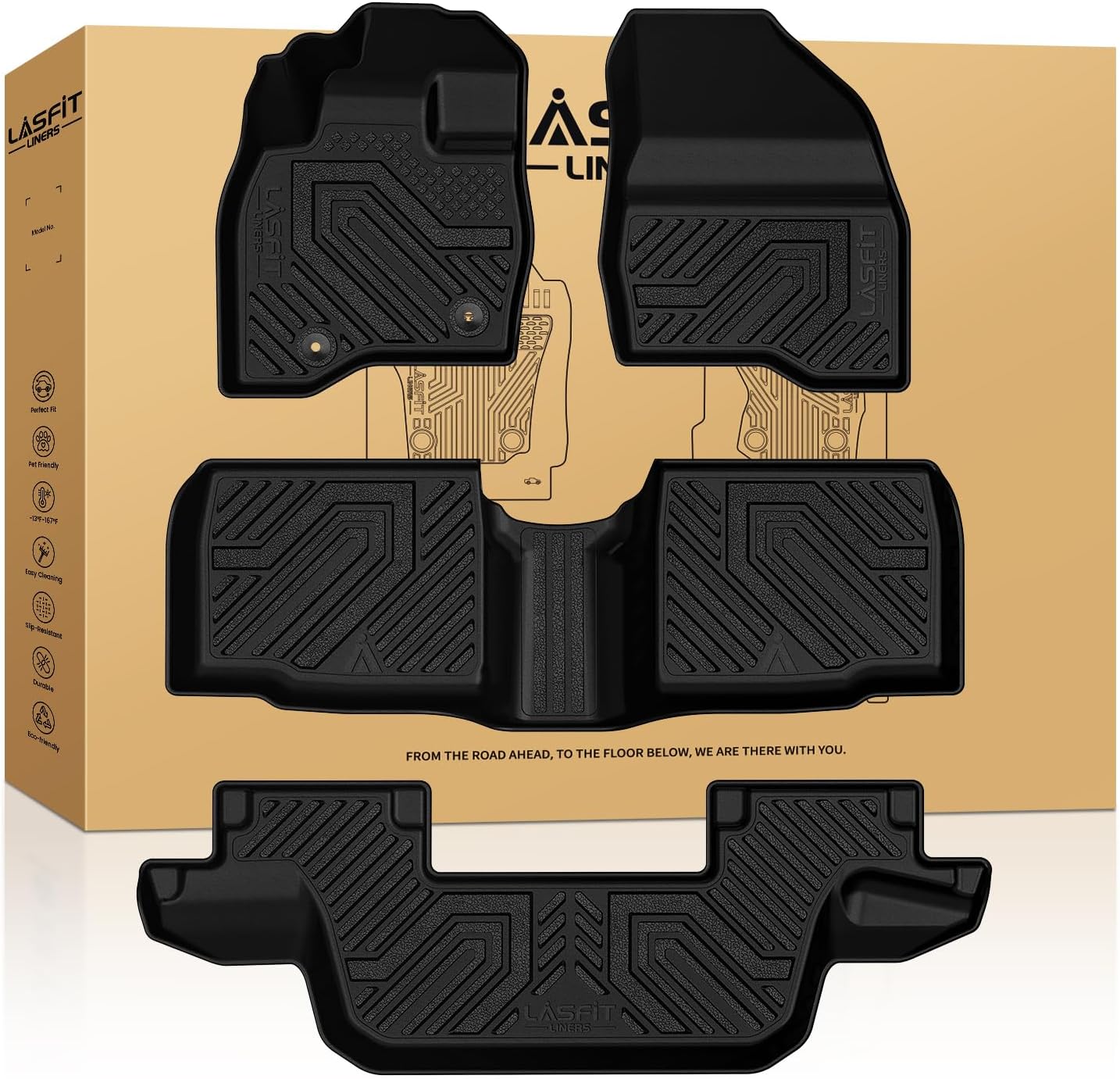 LASFIT Floor Mats for Ford Explorer 2015-2019 7 Seater All Weather