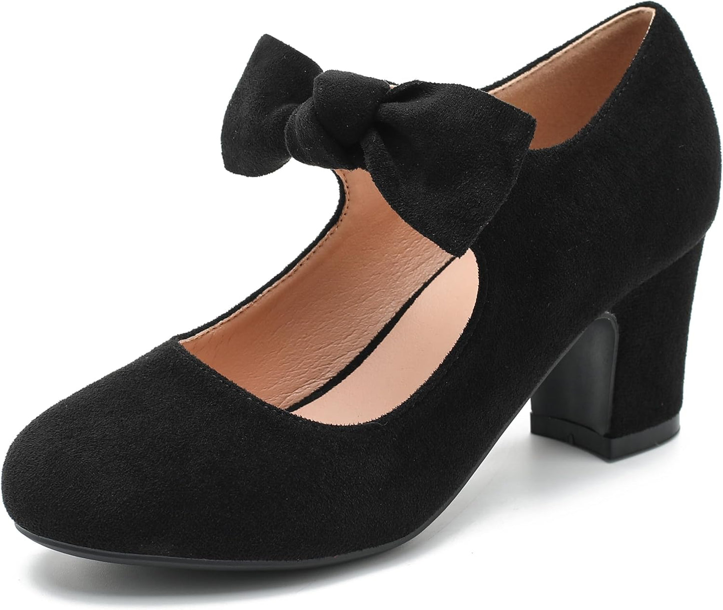 Women's Bow Mary Jane Low Block Chunky Heels for Any Occasion