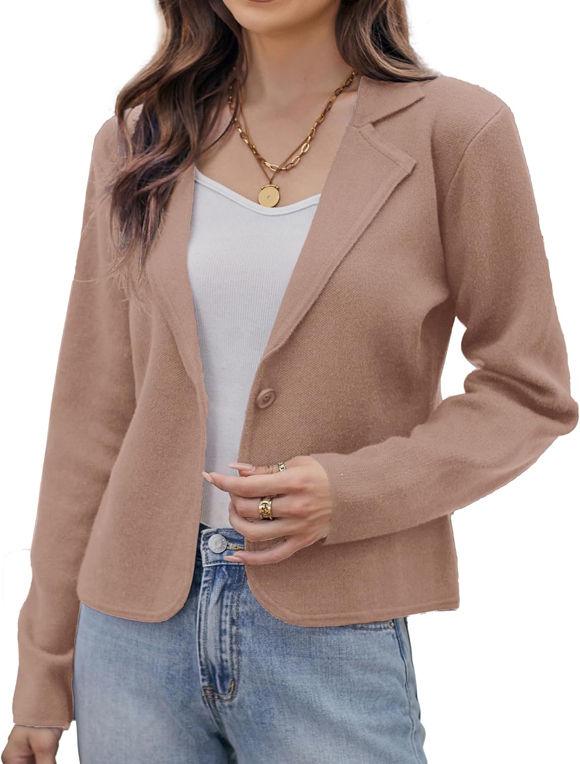 Women Sweater Blazer Casual Work Cropped Cardigan Jacket