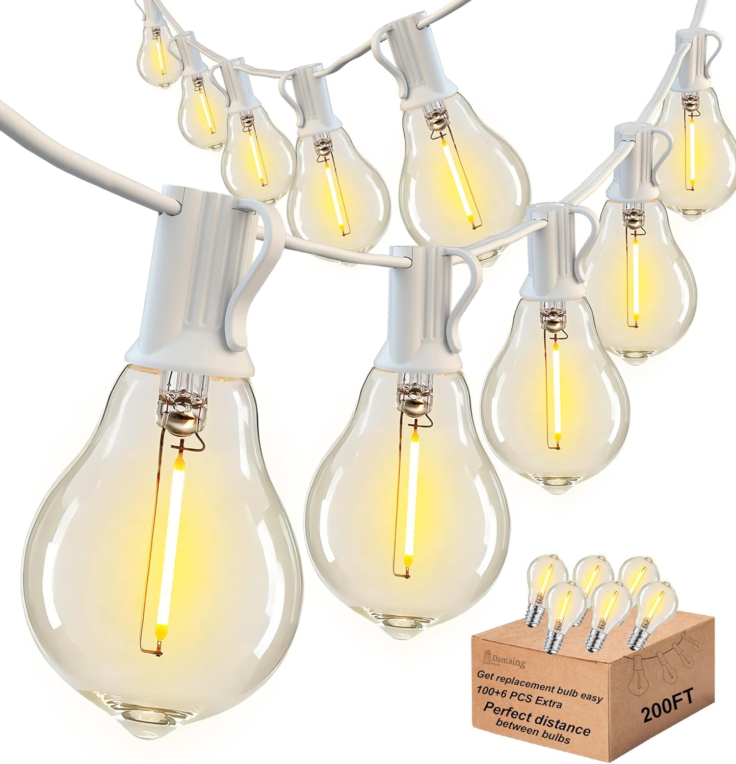 DAMAING Outdoor String Lights 200FT Waterproof Patio Lights