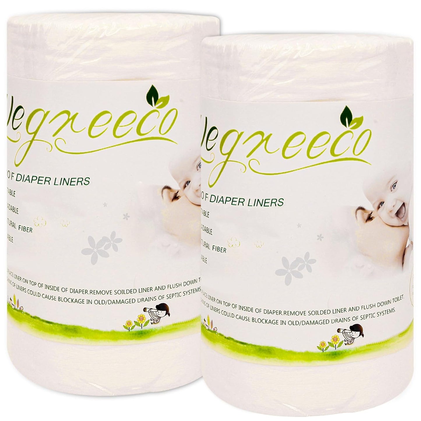 Wegreeco Unscented Cloth Diaper Liners - Chlorine-Free - 200 Sheets