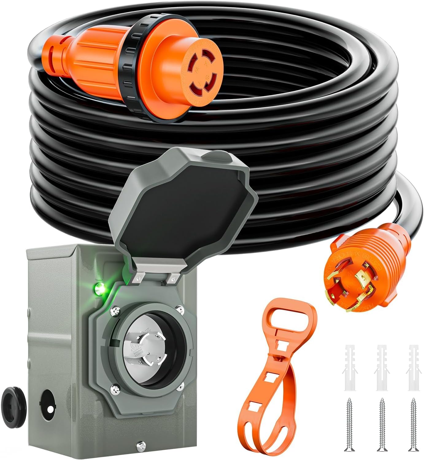 30 Amp Generator Power Cord 50ft Kit for RV and Outdoor Use