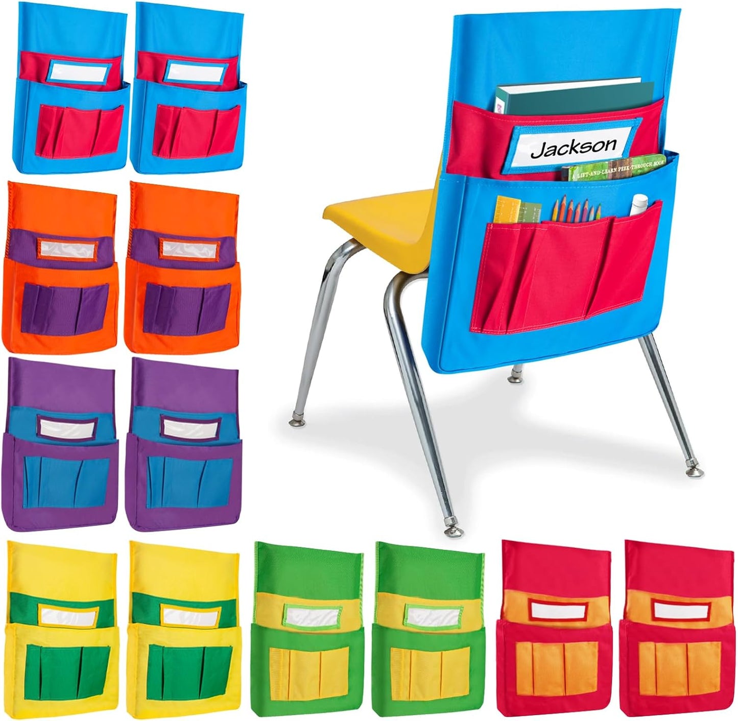 12 PCS Chair Pocket Organizer for Classroom Storage Solution