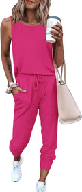 Women's Two Piece Outfit Sets Summer Casual Sleeveless Crewneck Top