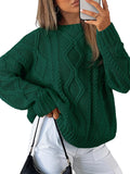 Womens Oversized Cable Knit Crewneck Sweater - Cozy Layering Staple