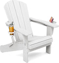 SERWALL Folding Adirondack Chair with Cup Holders - Weatherproof