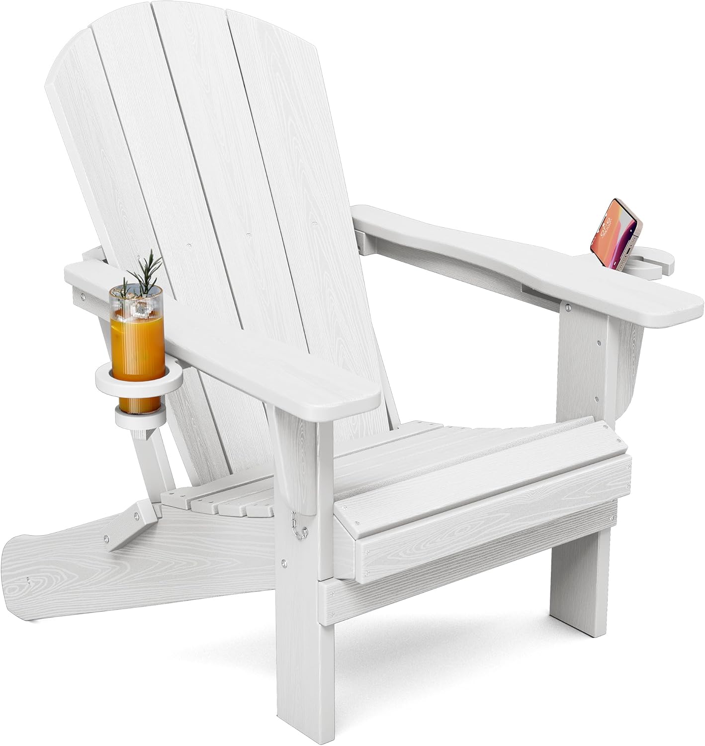 Folding Adirondack Chair with Dual Cup Holders for Comfort