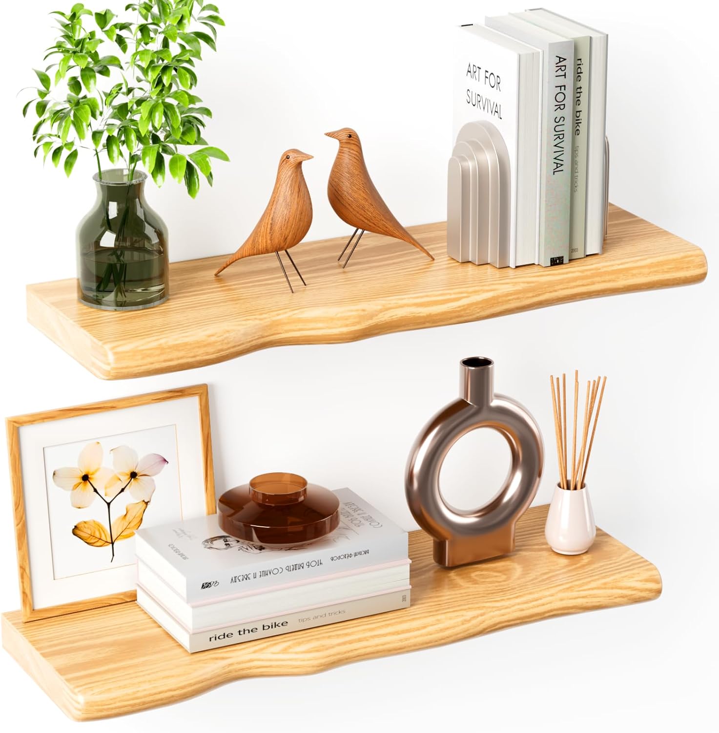 Floating Shelves for Wall 24 Inch Rustic Pine Wood Shelf