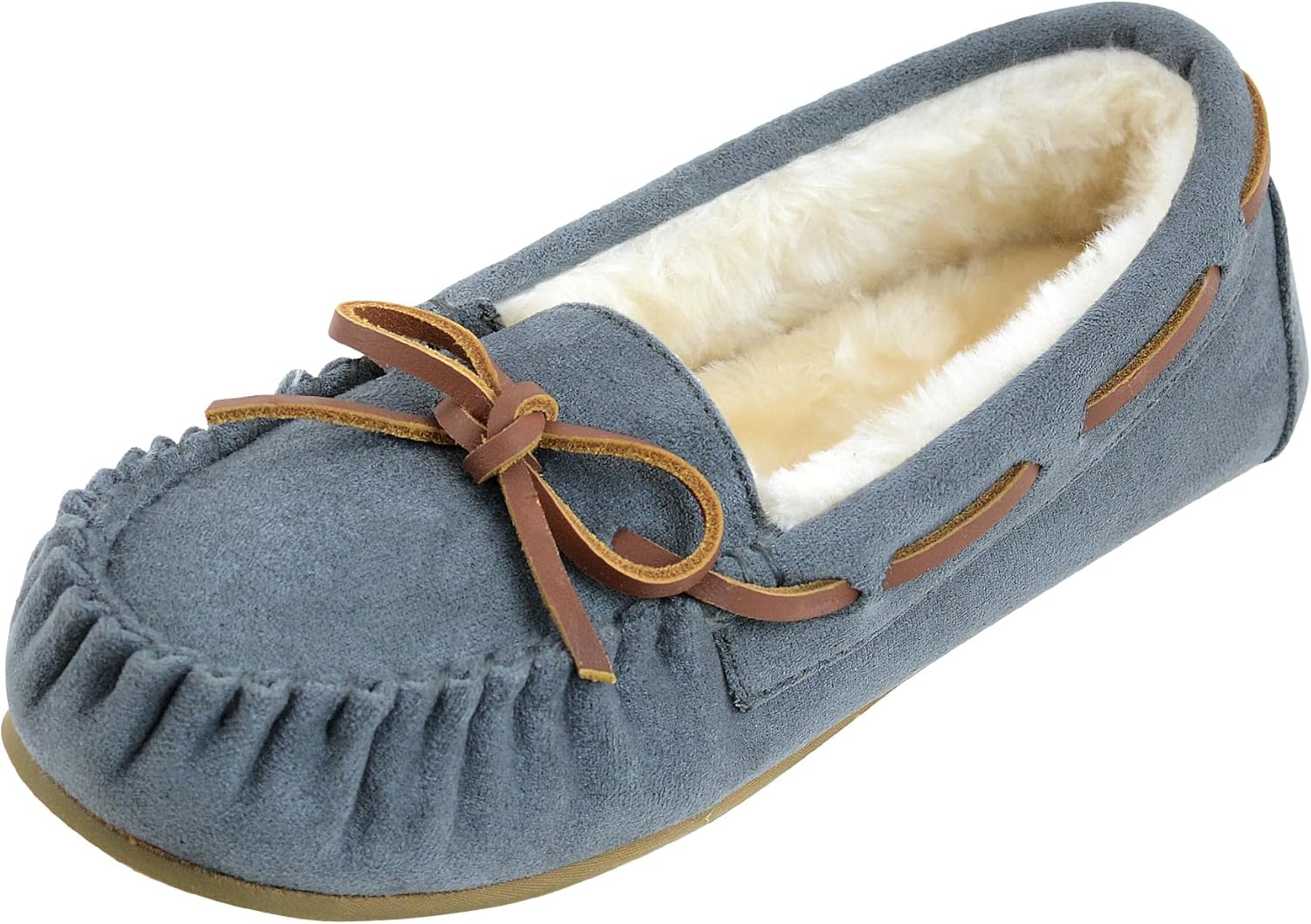 Womens Moccasin Slippers Micro Suede Cozy Indoor Outdoor Shoes