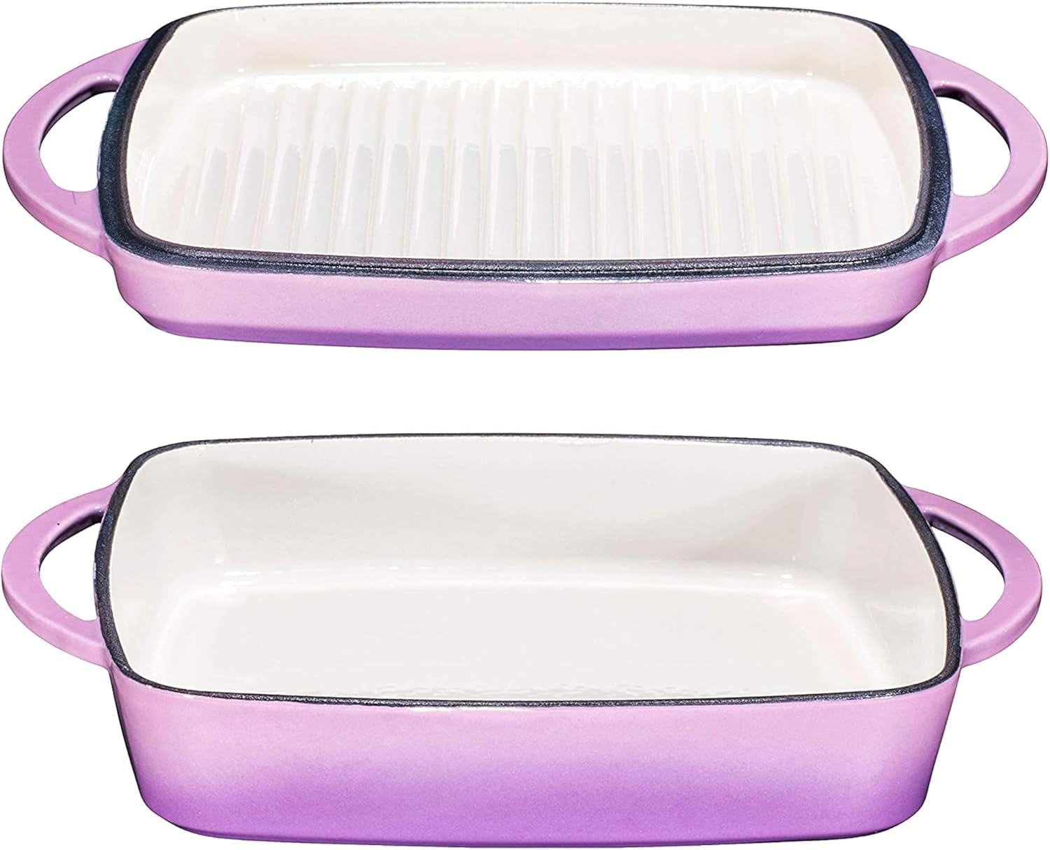 Bruntmor 2-in-1 Square Enamel Cast Iron Dutch Oven Baking Pan