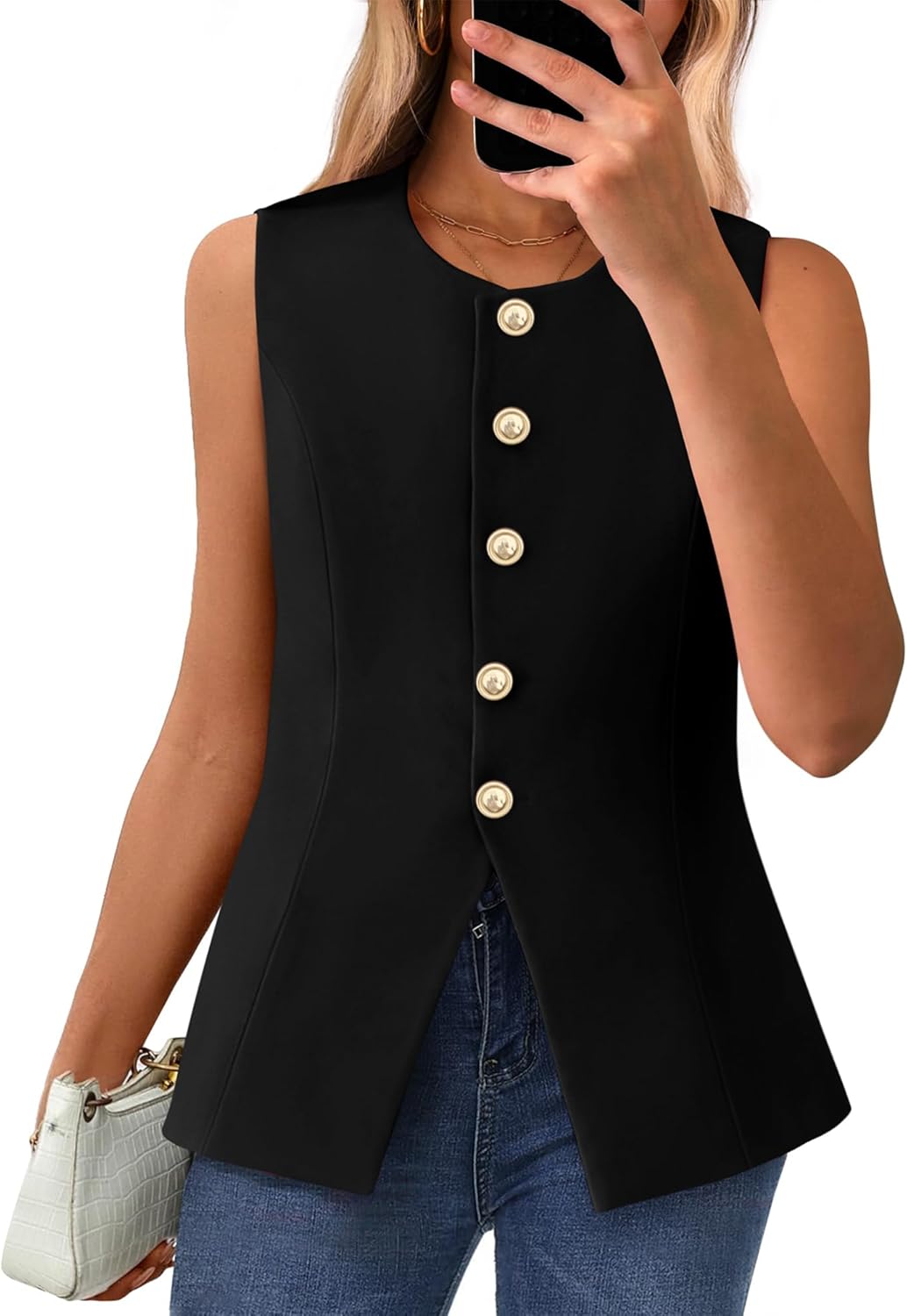 BTFBM Summer Sleeveless Blazer Vest for Women - Stylish Workwear