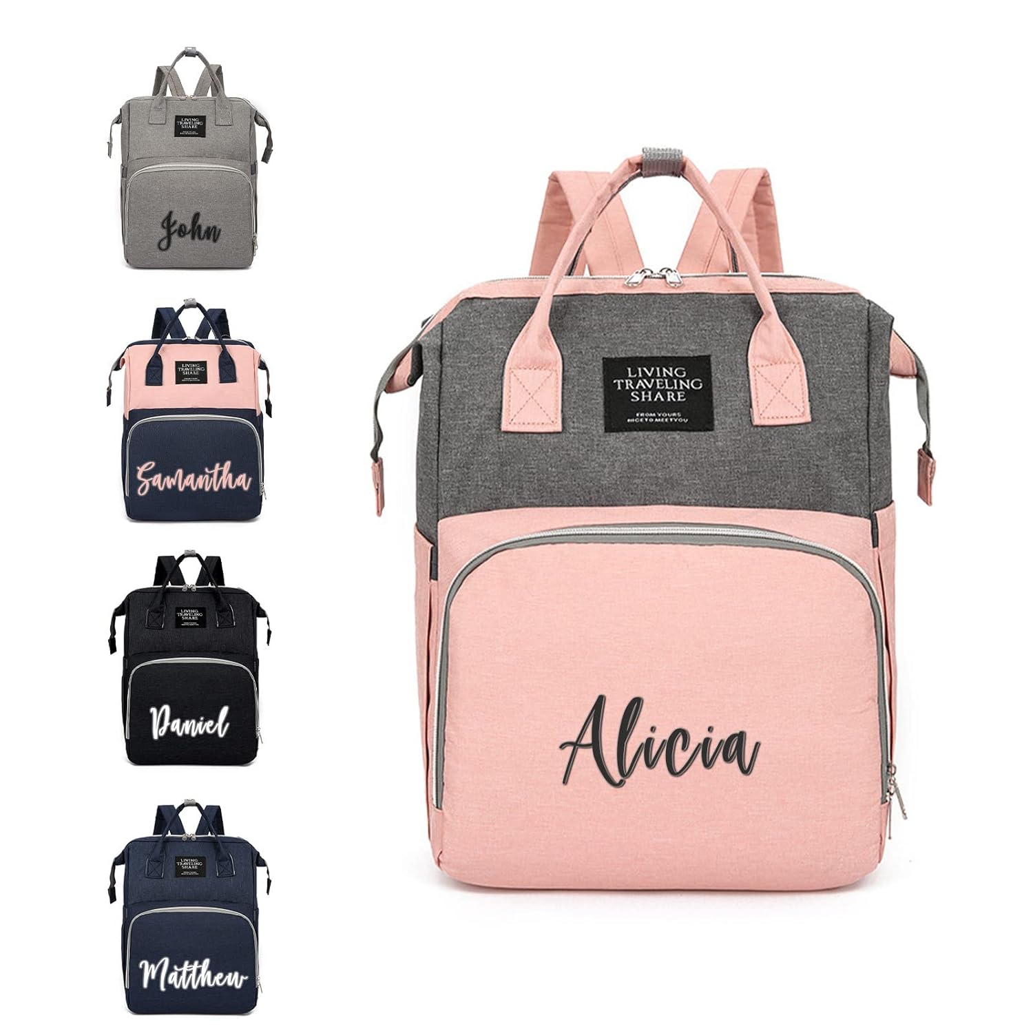Custom Name Diaper Bag Backpack for Baby Essentials