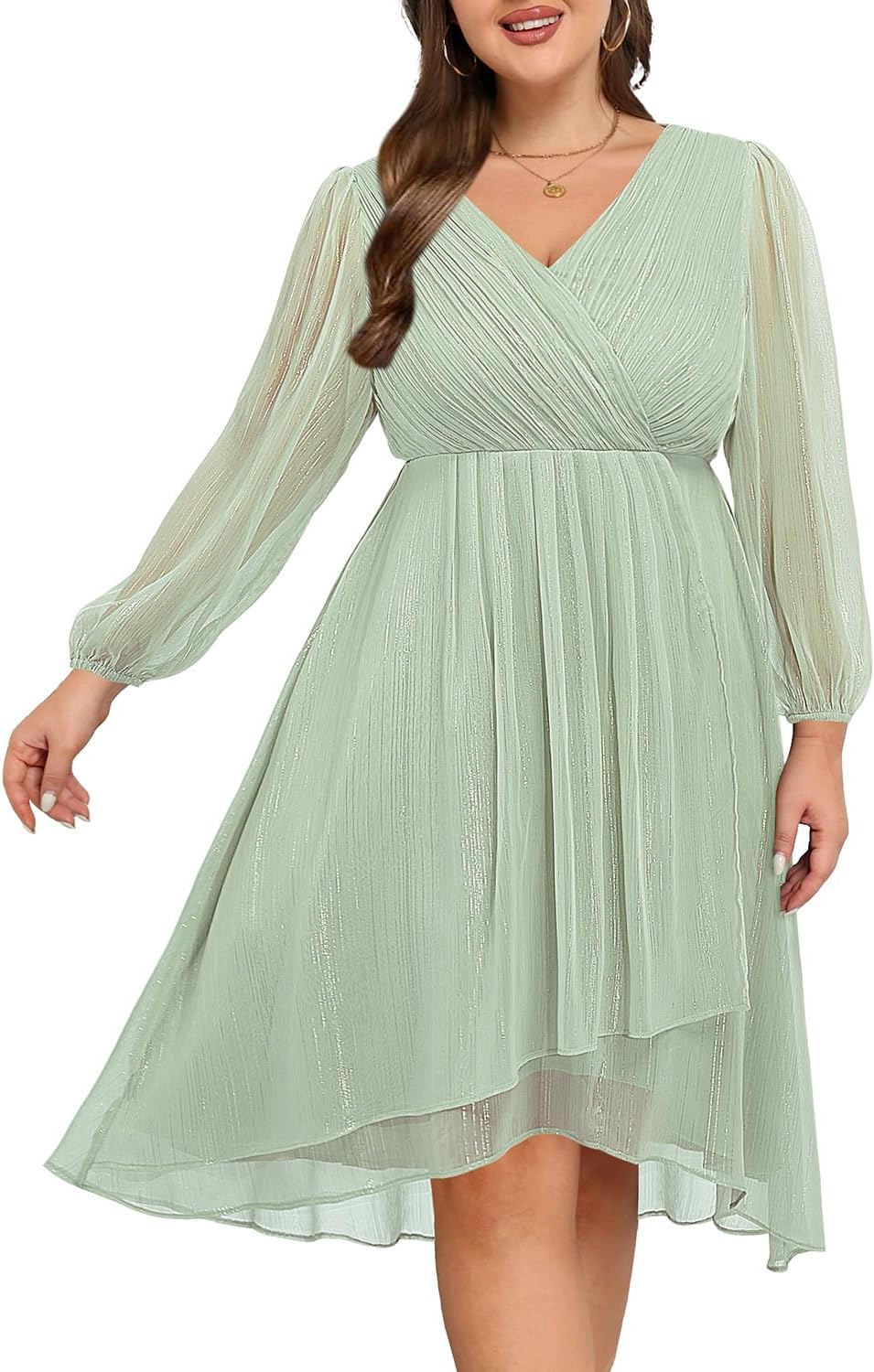 Plus Size Cocktail Dress for Curvy Women - Elegant Midi Style
