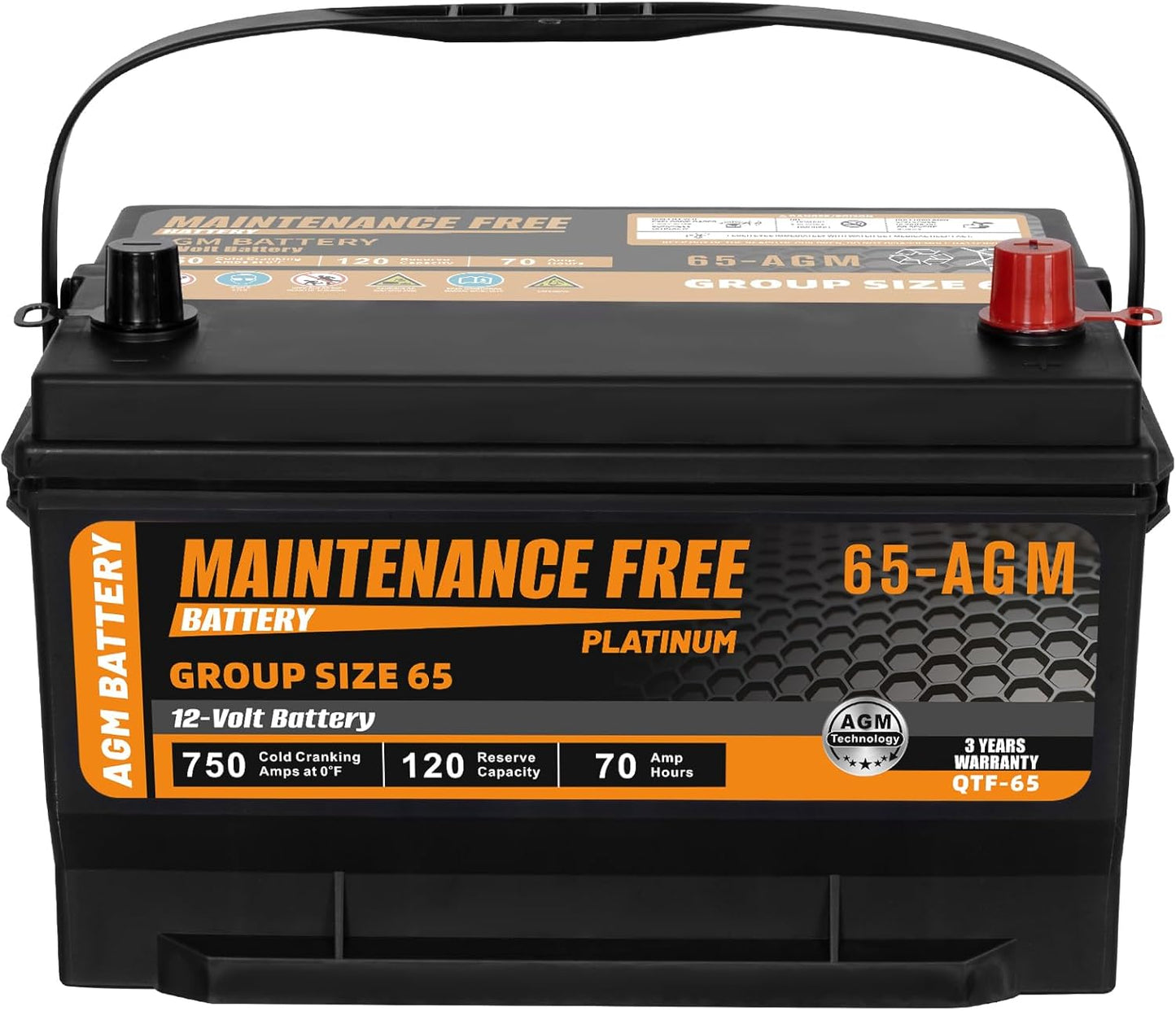 BCI Group 65 Car Battery - Premium AGM 12V 70Ah Automotive Power