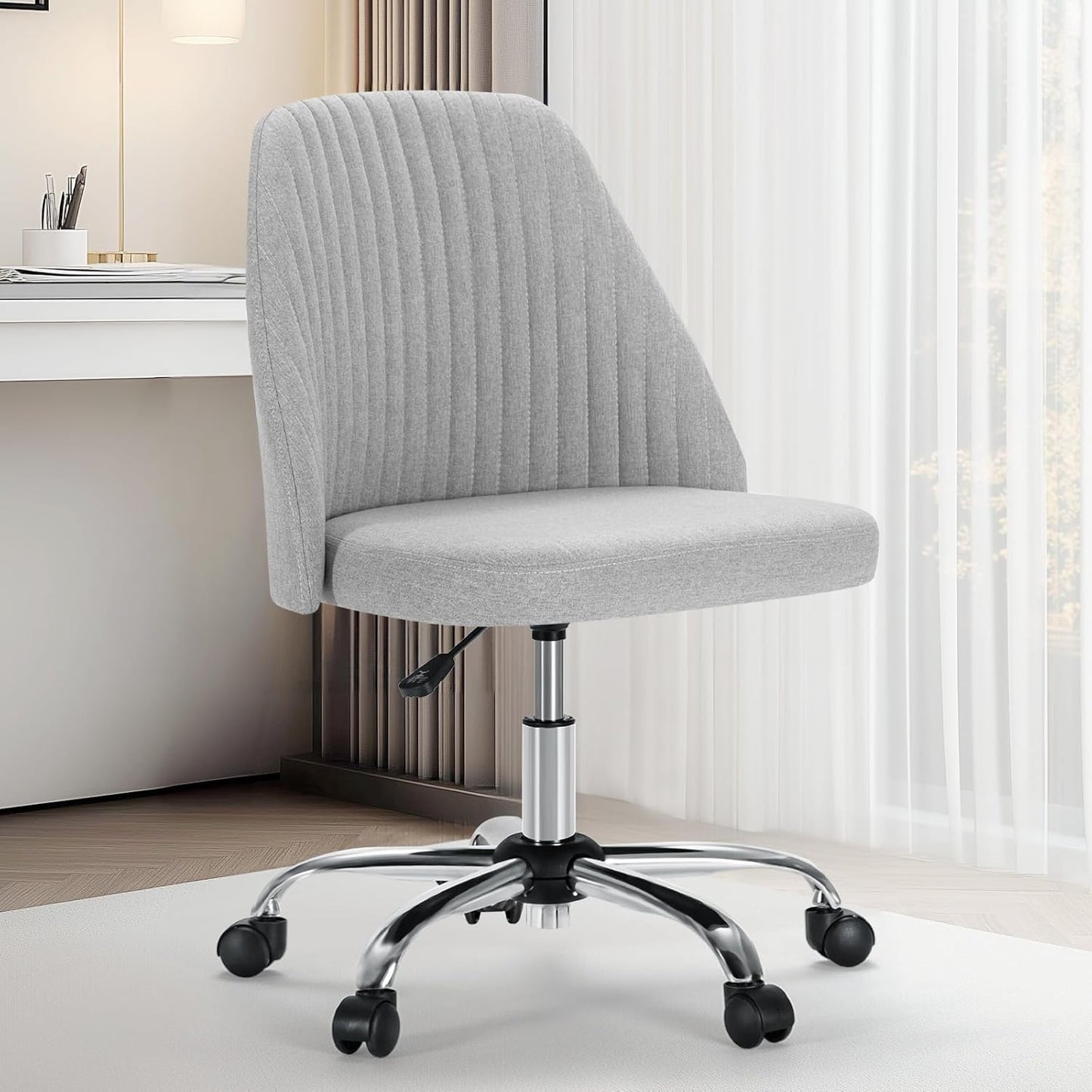 Stylish Armless Office Chair - Space-Saving Swivel Seat