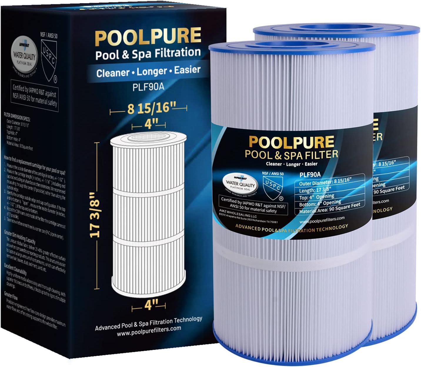 POOLPURE PLF90A Pool Filter for Hayward C900 and More