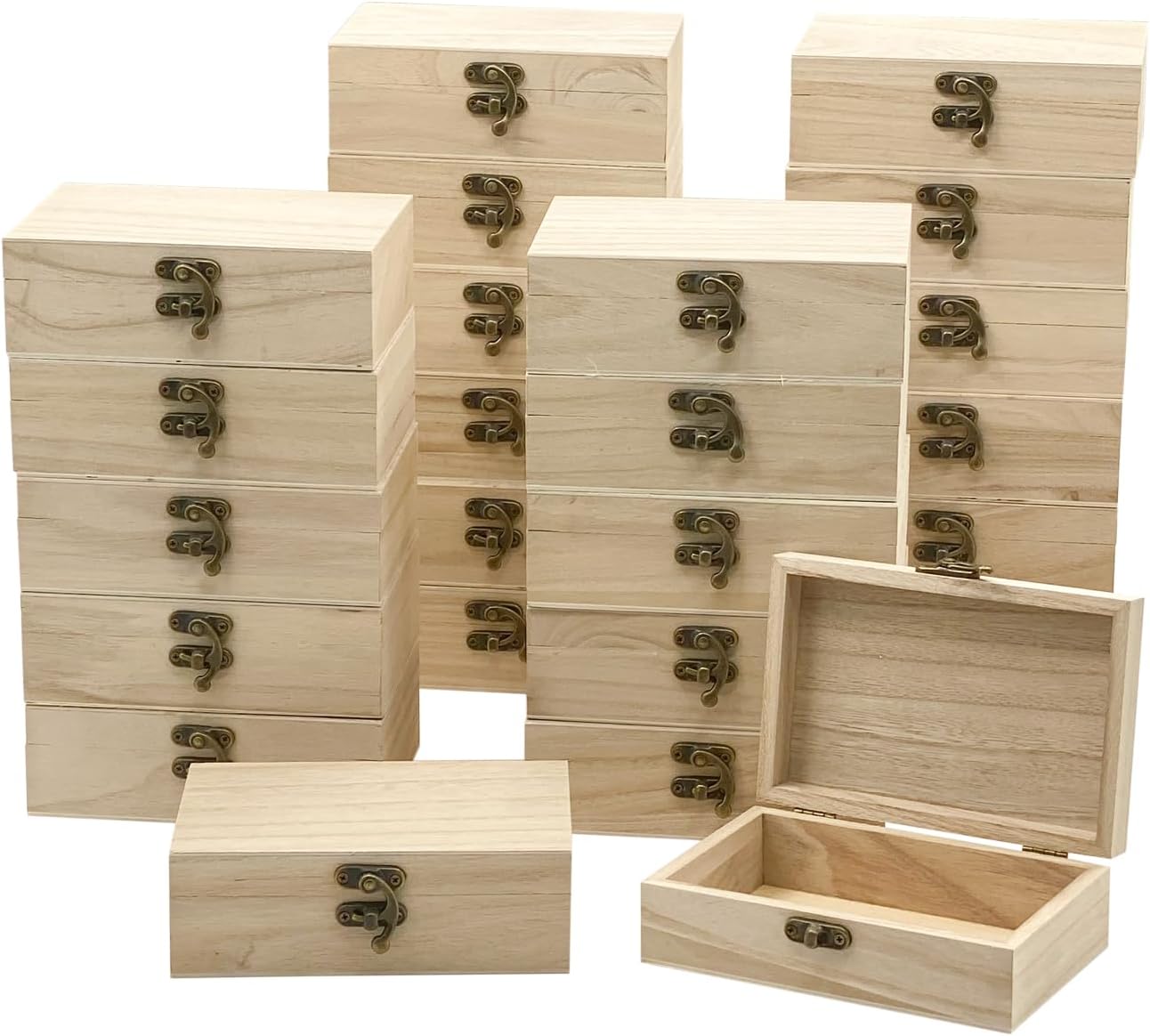 24-Pack Small Wood Box for Crafts - Unfinished Wooden Keepsake
