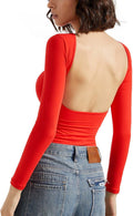 SUUKSESS Women Backless Long Sleeve Top - Double Lined Soft Fit Shoes