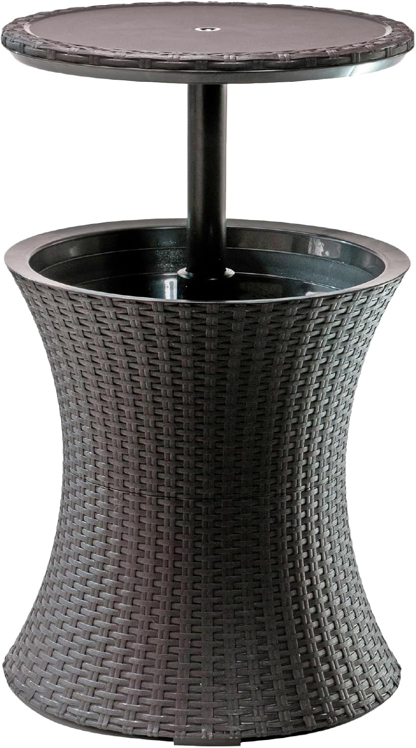 Keter Pacific Cool Bar Outdoor Patio Furniture with Hidden Cooler