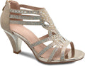 Olivia K Open Toe Strappy Rhinestone Dress Sandal Low Heel