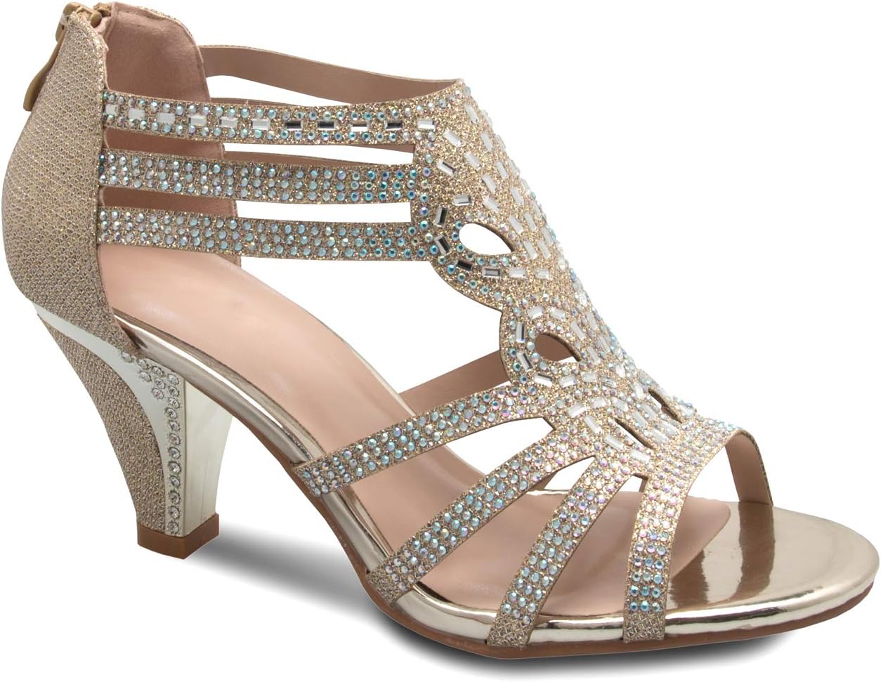 Olivia K Women's Open Toe Strappy Rhinestone Dress Sandals