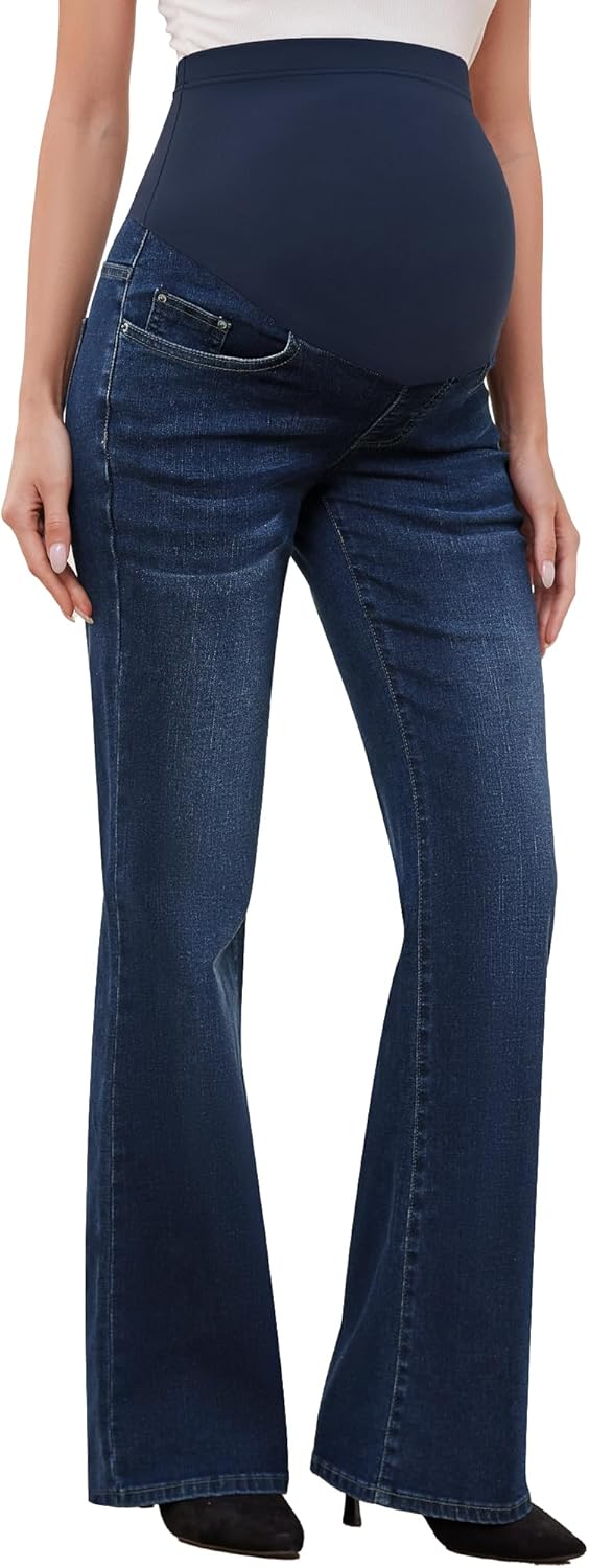 GLAMIX Women's Stretch Maternity Bootcut Jeans for Comfort