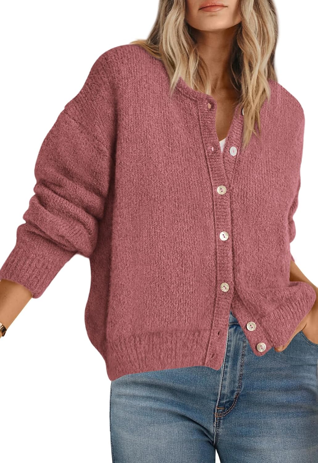 PRETTYGARDEN Long Sleeve Crewneck Cardigan for Women 2025
