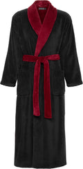 Long Mens Robe Full Length Big and Tall - Thick Black 3XL