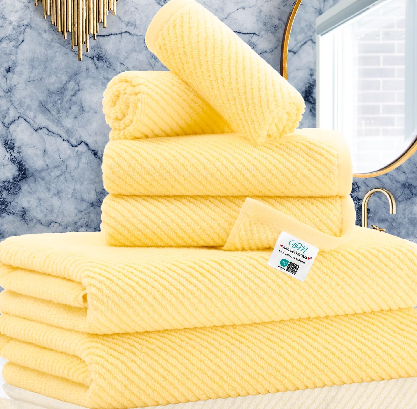 Luxurious 6-Piece Yellow Bath Towel Set for Ultimate Comfort