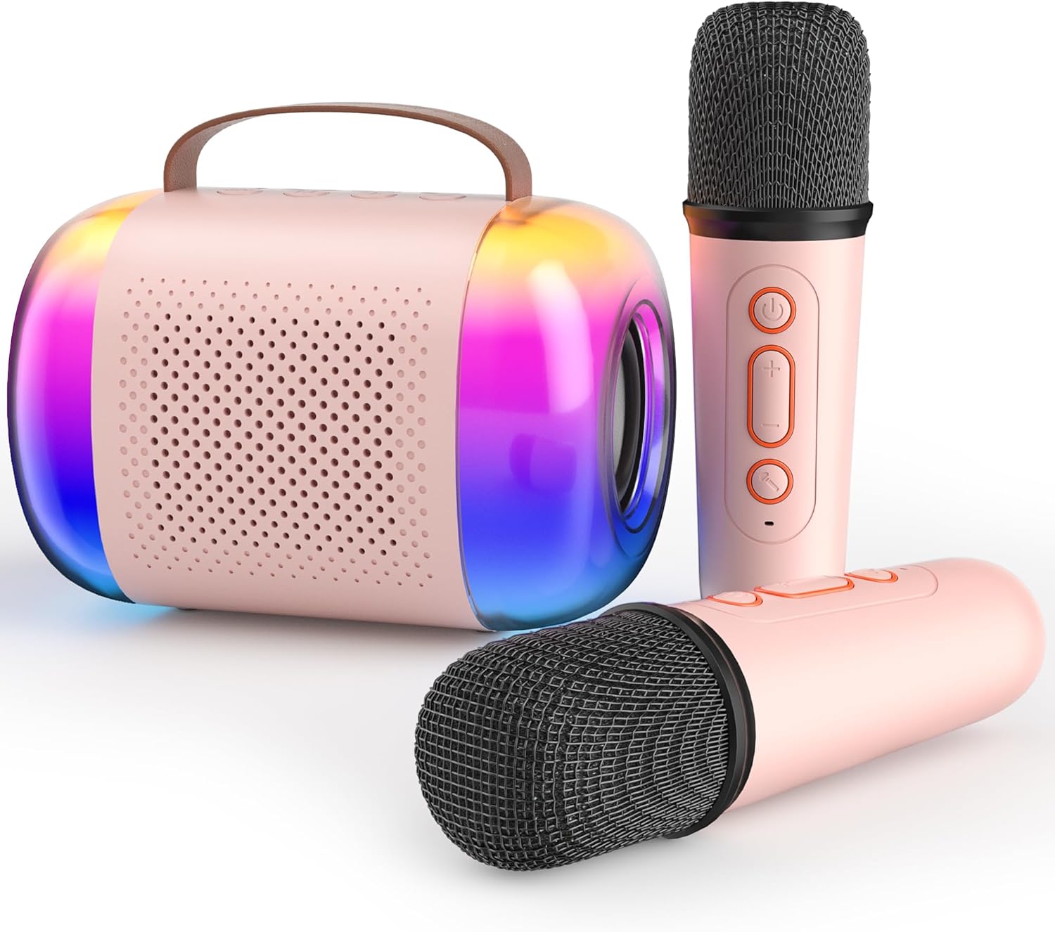 Kids Mini Karaoke Machine with 2 Mics & Colorful Lights!