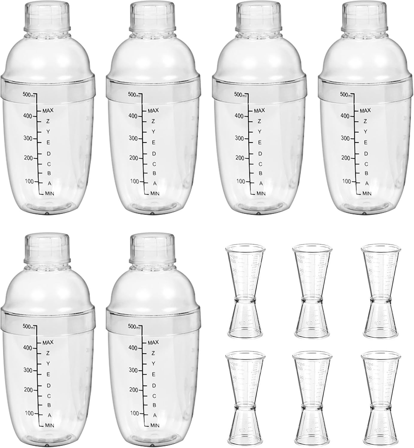 6-Piece Clear Cocktail Shaker Set for Perfect Mixology