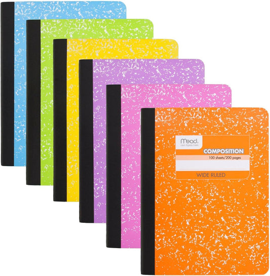 Mead Composition Notebooks 6 Pack, Wide Ruled, Assorted Colors - Organize Your Ideas!