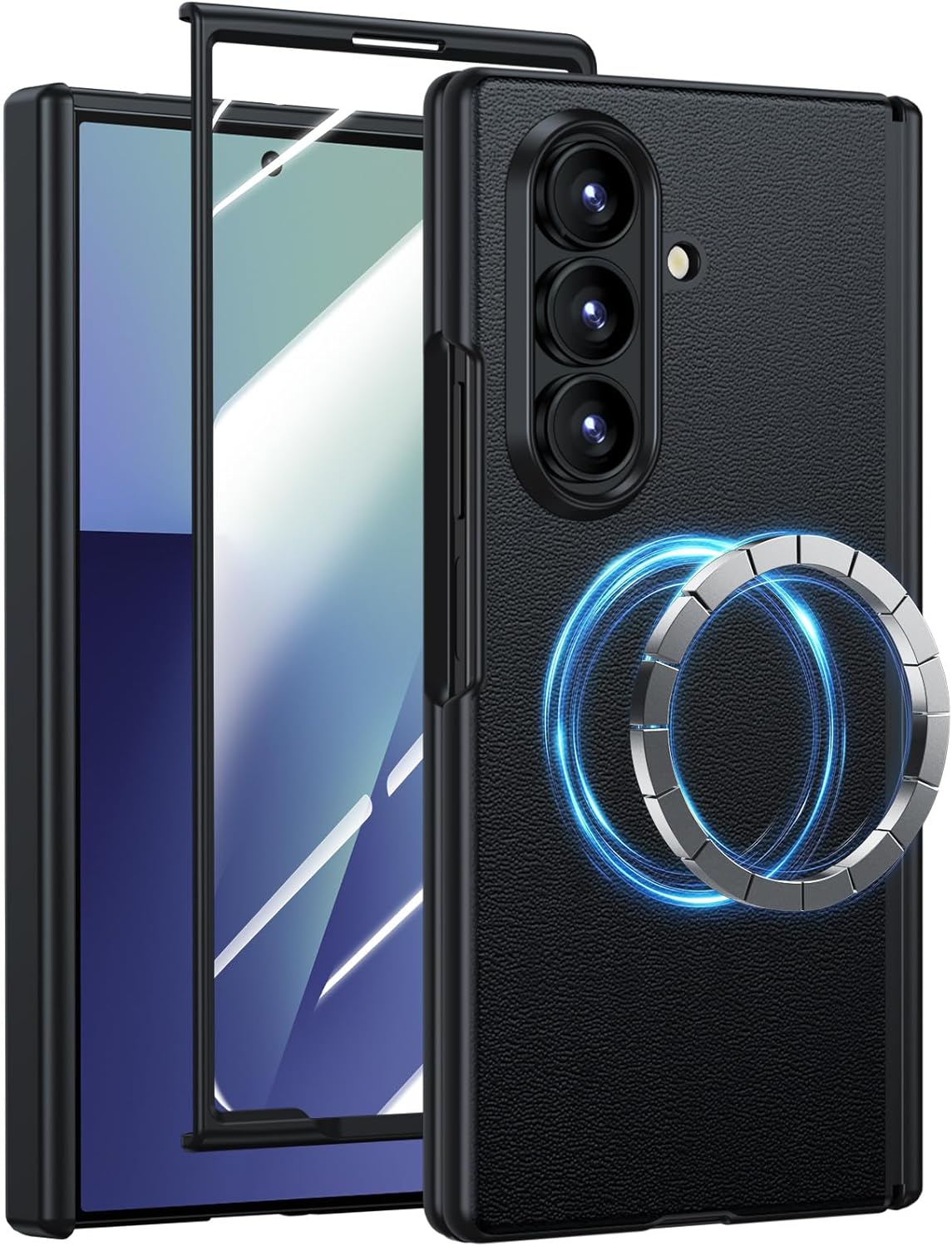Magnetic Leather Case for Galaxy Z Fold 7 with Hinge Protection