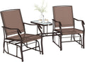 Outdoor Glider Chairs with Coffee Table - 2-Seat Patio Rocker Loveseat