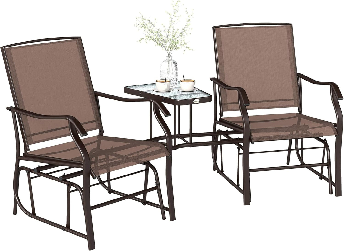 Outsunny Outdoor Glider Chairs with Coffee Table for Relaxation