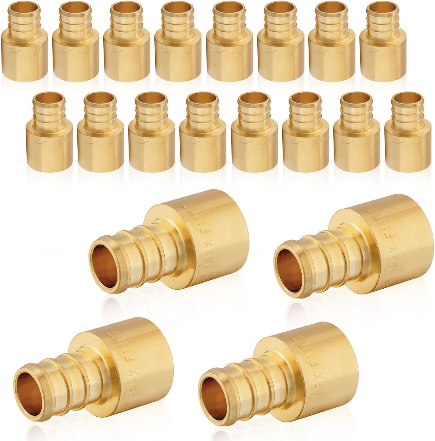 20-Pack PEX Fittings for Copper Tube, Brass Crimp Adapters