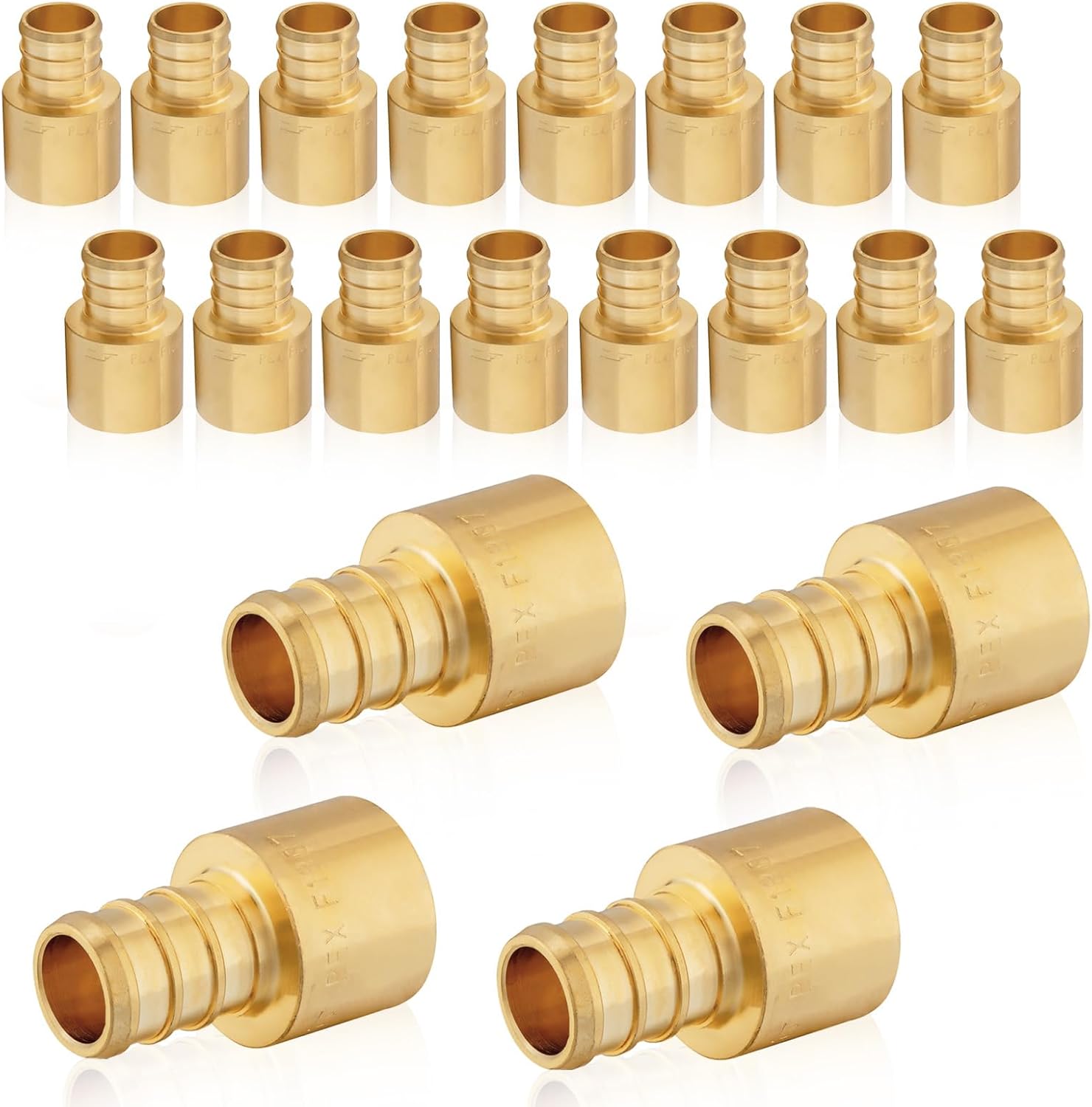 20-Pack PEX Fittings for Copper Tube, Brass Crimp Adapters