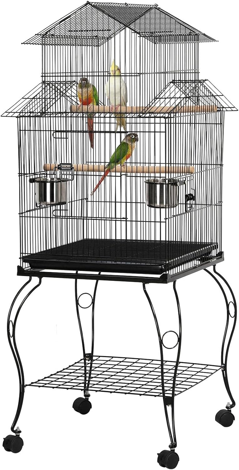 Durable 55-inch Rolling Budgie Cage for Parrots and Cockatiels