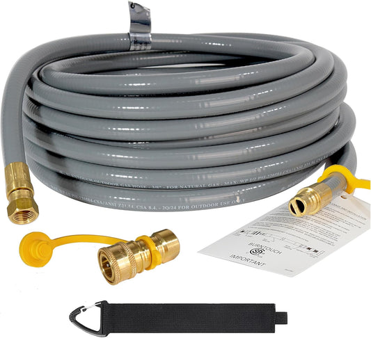 15FT Natural Gas Grill Hose with Quick Connect Fittings for BBQ