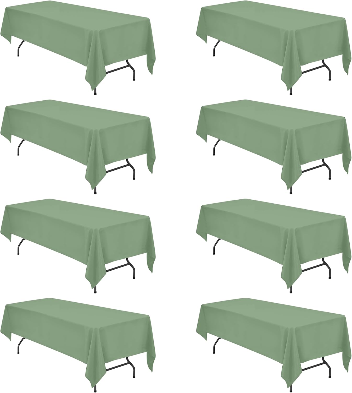 Sage Green Tablecloths for 8 Foot Rectangle Tables - 8 Pack