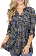 LIENRIDY Women's Plus Size Tunic Tops V Neck Henley - Flattering Fit