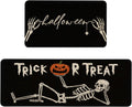 Roszwtit Halloween Skull Kitchen Rugs Set of 2 - Non-Slip Seasonal
