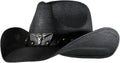 Western Outback Cowboy Hat for Men and Women - Classic Black Straw