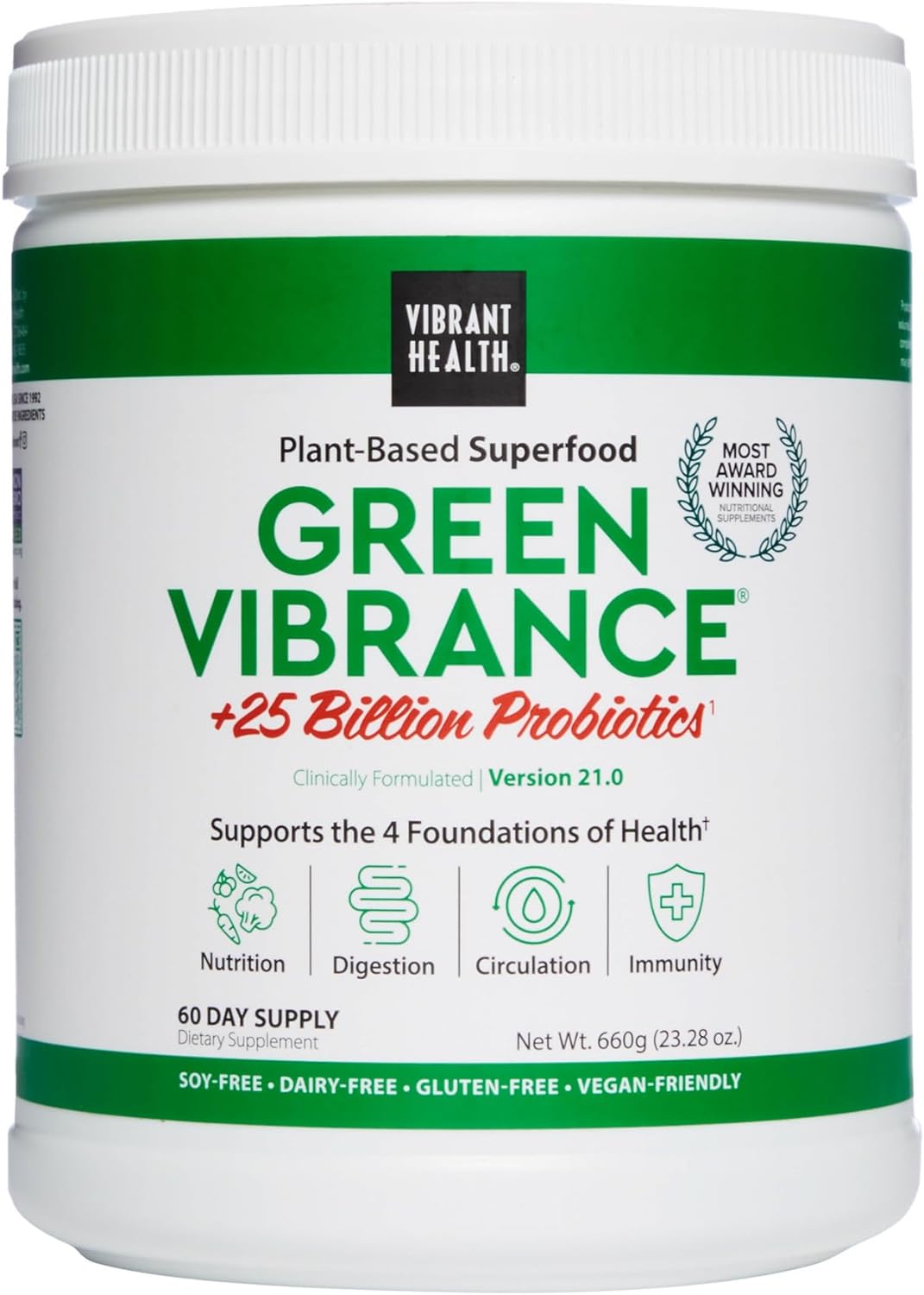 Vibrant Health Green Vibrance Vegan Superfood Powder for Energy