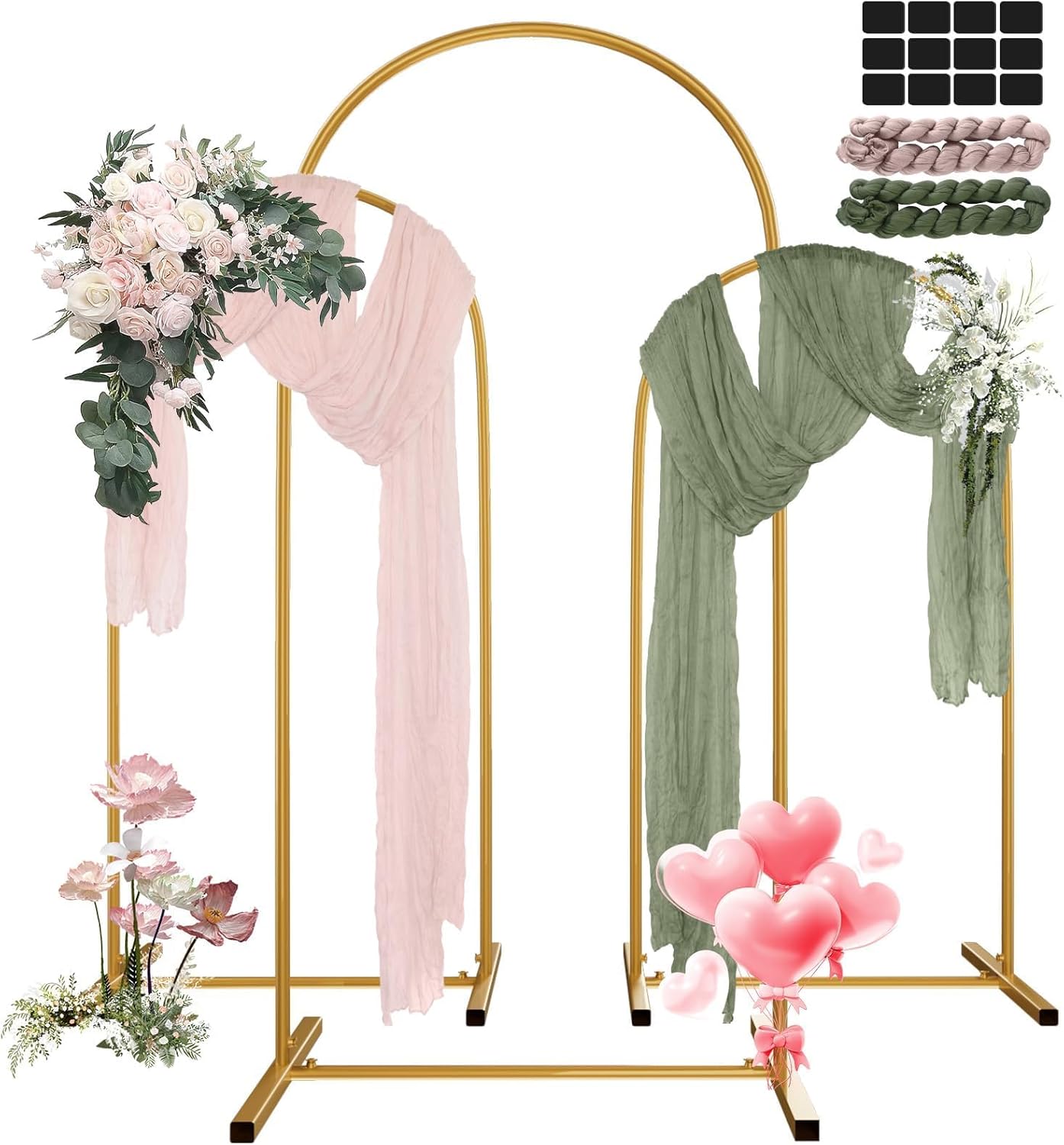 Metal Wedding Arch Backdrop Stand Set of 3 for Events