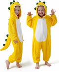 Kids Dinosaur Onesie Costume - Soft Flannel Animal Pajamas for 3-14Y